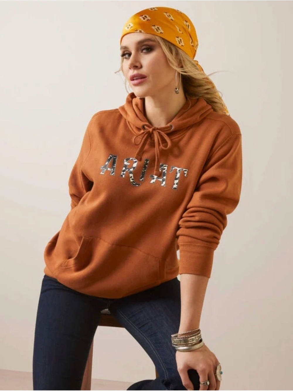 🌾 Ariat Real‎ Cowhide Hoodie - Glazed Ginger